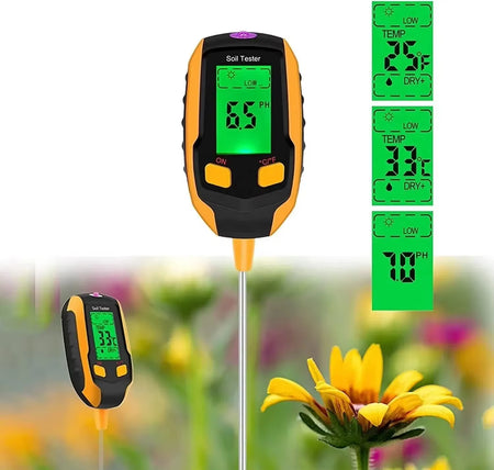 SmartGrow 4-in-1 Digital Soil Meter – Moisture, pH, Temperature & Sunlight Intensity for Perfect Plant Care