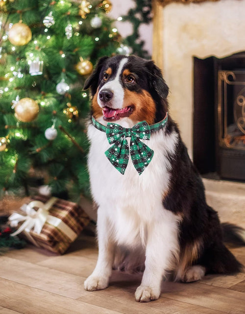 Load image into Gallery viewer, 2 Pack Christmas Dog Collar with Bow Tie, Classic Plaid Red Green Dog Collars with Removable Bowtie Christmas Collars for Large Dogs Pets (Large, Christmas Bow-2)
