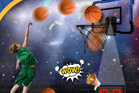 Mini Basketball Hoop with Electronic Scorer, Mini Hoop with 3 Balls/Inflator/Breakaway Rim, Basketball Toy Gifts for Kids and Adults, Suit for Indoor/Outdoor/Pool/Door, Blue