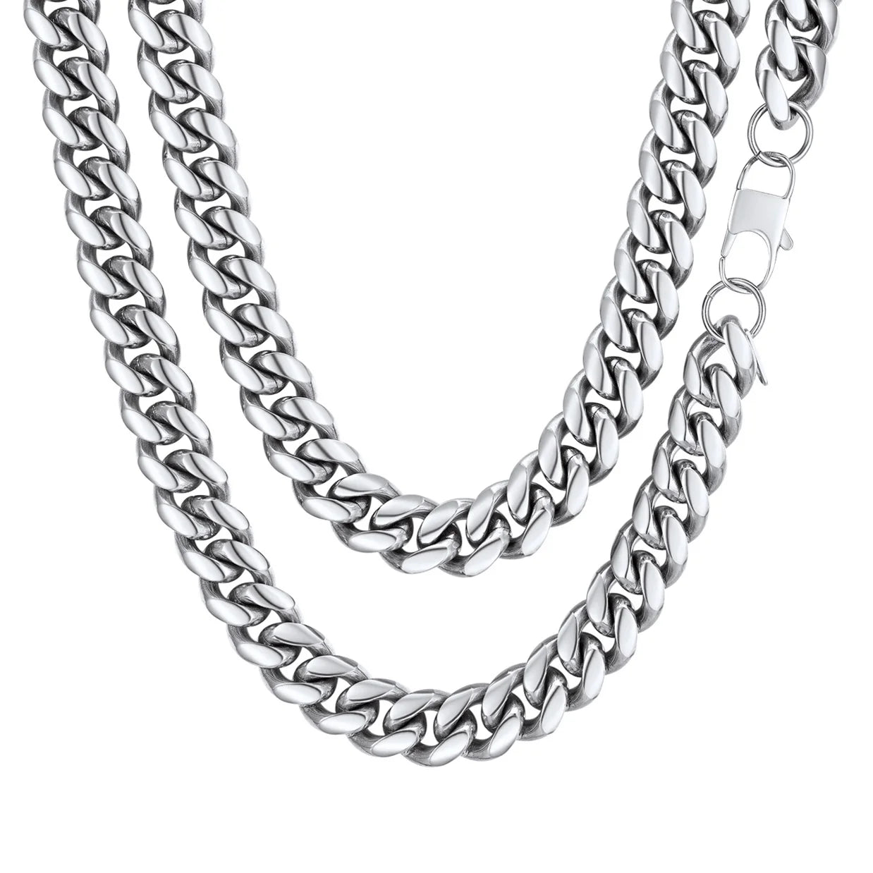 Curb Cuban Link Chain Necklaces for Men Jewelry 28Inch Stainless Steel Color Jewelry Gift for Dad Son