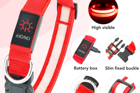 LED Dog Collar, Light up Dog Collar Adjustable USB Rechargeable Super Bright Safety Light Glowing Collars for Dogs