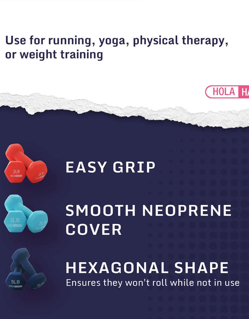 Load image into Gallery viewer, 2, 3, &amp; 5 LB Neoprene Dumbbell Free Weight Set W/ Rack, Red/Blue
