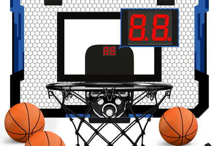 Mini Basketball Hoop with Electronic Scorer, Mini Hoop with 3 Balls/Inflator/Breakaway Rim, Basketball Toy Gifts for Kids and Adults, Suit for Indoor/Outdoor/Pool/Door, Blue