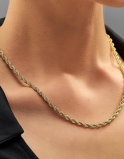 Load image into Gallery viewer, LIFETIME JEWELRY 5Mm Rope Chain Necklace 24K Real Gold Plated- Women and Men (36 Inches)
