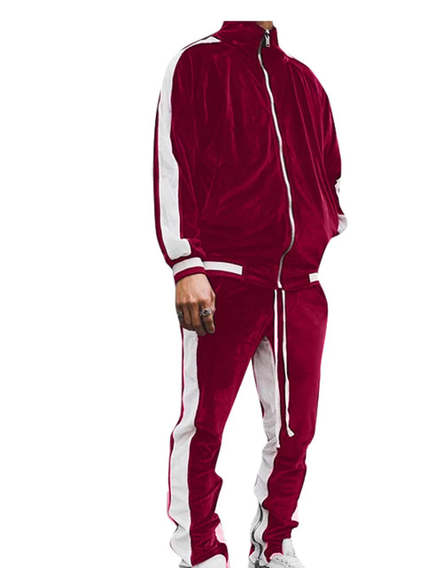 Load image into Gallery viewer, Conjunto Deportivo De Terciopelo Para Hombre, 2023 Conjunto Deportivo De Terciopelo Para Hombre 2 Piezas Invierno Cálido Chaqueta Con Cierre Completo Pantalones De Conjunto Deportivo Ropa Deportiva De Fitness Conjunto De Sudadera Y Jogger
