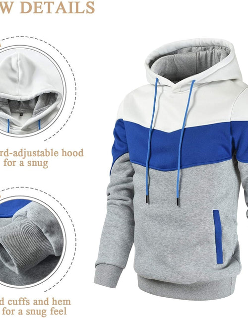 Load image into Gallery viewer, Men'S Novelty Color Block Pullover Fleece Hoodie Long Sleeve Casual Sweatshirt with Pocket
