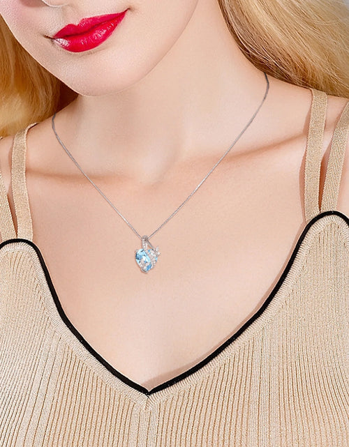 Load image into Gallery viewer, Infinite Heart Pendant Sterling Silver Butterfly Necklace for Women Jewelry Gift with Birthstone March Created Aquamarine
