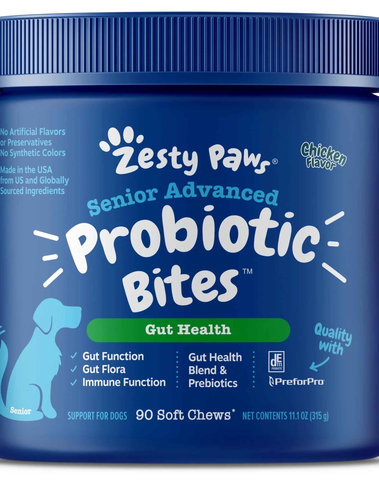 Senior Advanced Probiotic Bites for Dogs Chicken Flavor, 90 Count