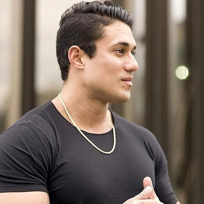 LIFETIME JEWELRY 5Mm Rope Chain Necklace 24K Real Gold Plated- Women and Men (36 Inches)