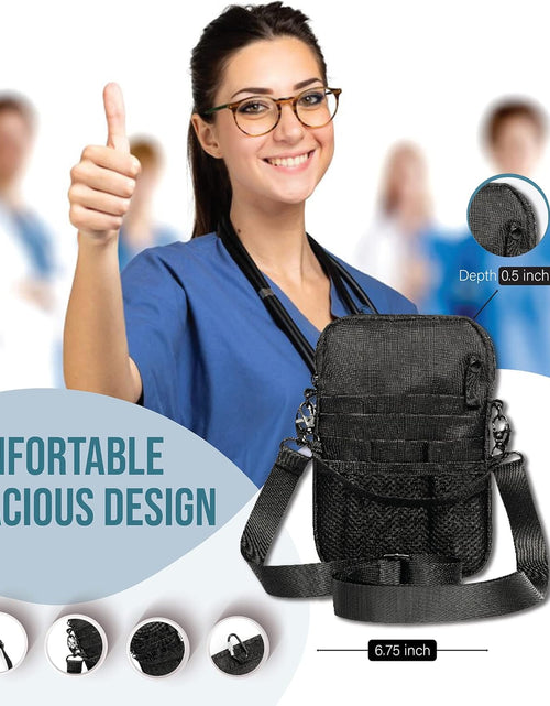 Load image into Gallery viewer, 4-In-1 Nurse Fanny Pack with Medical Gear Pockets, Tape Holder, and Utility Storage for Stethoscopes, Bandage Scissors, and Emergency Supplies, Student and Nurse Use (Black)
