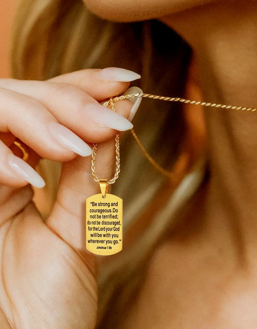 Load image into Gallery viewer, Men'S Gold Plated Cross Necklace Stainless Steel Dog Tag Necklace Christian Serenity Prayer Necklace Inspirational Jewelry Gift
