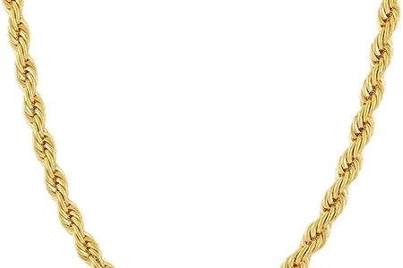LIFETIME JEWELRY 5Mm Rope Chain Necklace 24K Real Gold Plated- Women and Men (36 Inches)