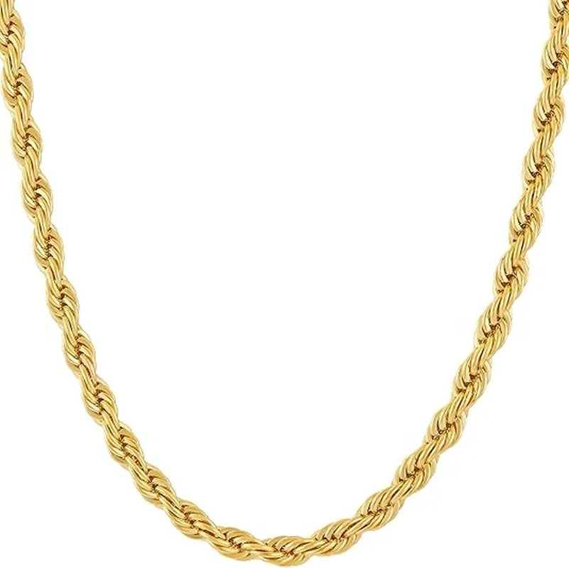LIFETIME JEWELRY 5Mm Rope Chain Necklace 24K Real Gold Plated- Women and Men (36 Inches)