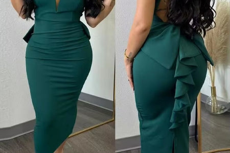 Elegant Dresses for Women Sexy Plunge Ruffle Hem Backless Party Dress 2023 Autumn Summer Spring Fashion Casual