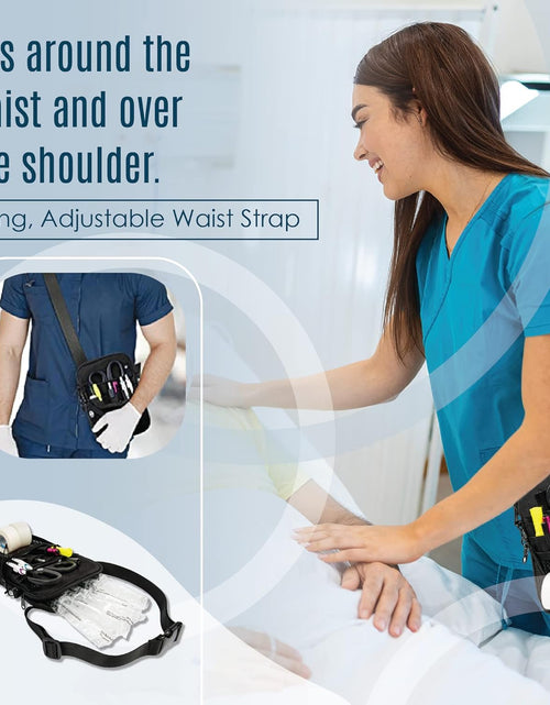 Load image into Gallery viewer, 4-In-1 Nurse Fanny Pack with Medical Gear Pockets, Tape Holder, and Utility Storage for Stethoscopes, Bandage Scissors, and Emergency Supplies, Student and Nurse Use (Black)
