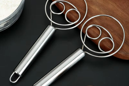 Baker’s Best Danish Dough Whisk – Dutch-Style Stainless Steel Hand Mixer for Effortless Bread, Biscuits & Cakes