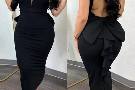 Elegant Dresses for Women Sexy Plunge Ruffle Hem Backless Party Dress 2023 Autumn Summer Spring Fashion Casual