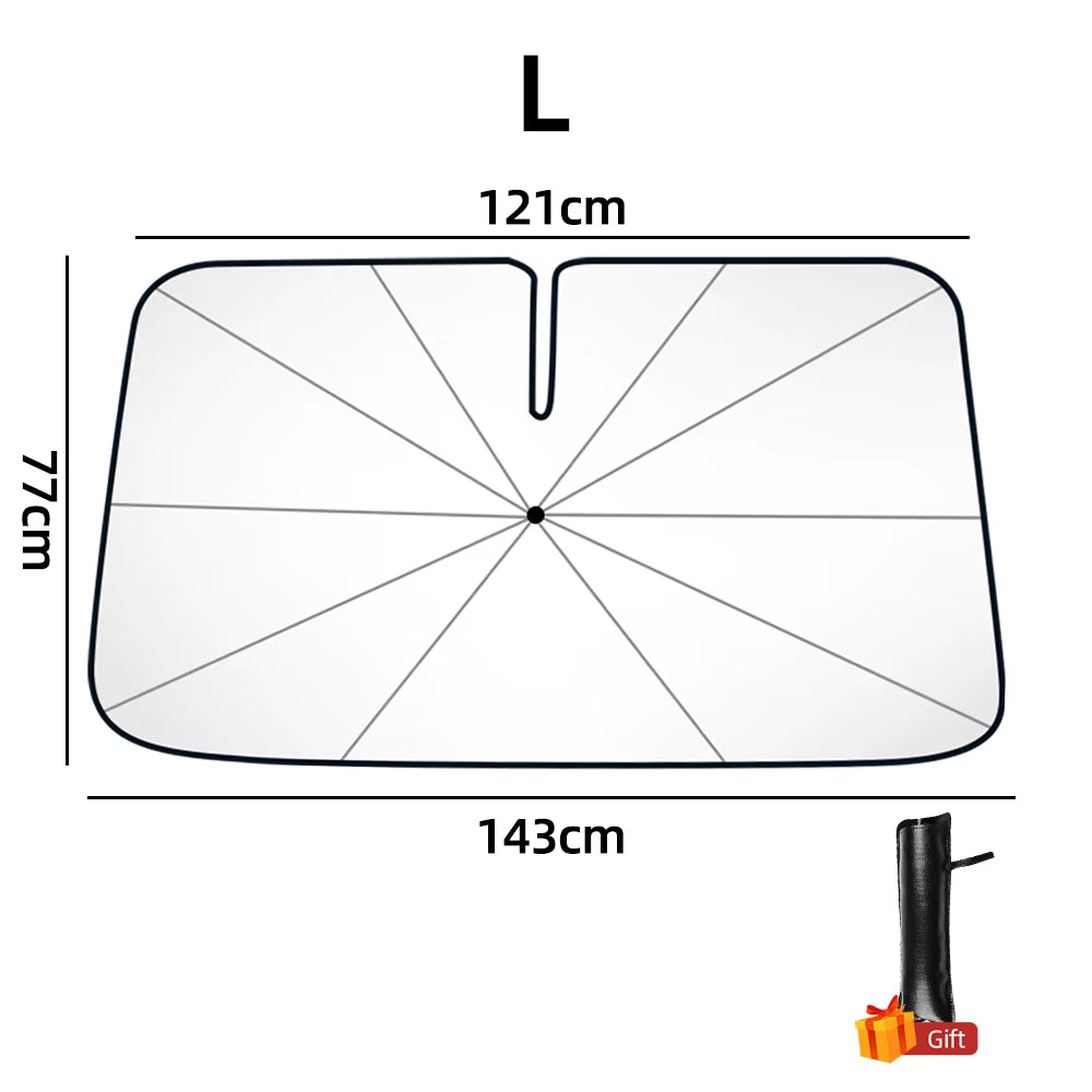 SunShield 360 – Rotatable Umbrella-Style Car Windshield Sunshade with UV & Heat Protection