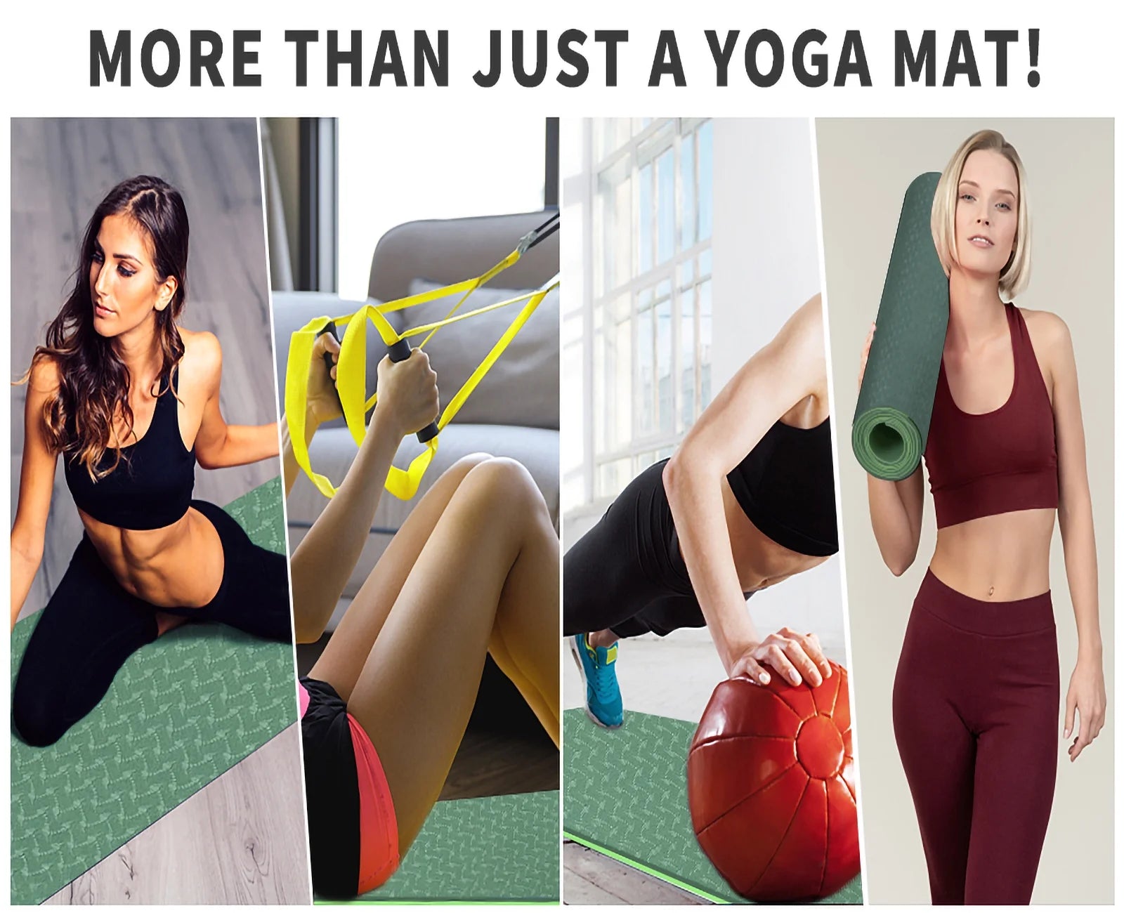 Yoga Mat 72 X 24'' Exercise Mats 8Mm TPE Non-Slip Extra Thick High-Density Eco Friendly for Yoga Workout Pilates Yoga Mats for Women Men