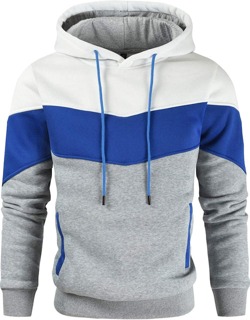 Load image into Gallery viewer, Men'S Novelty Color Block Pullover Fleece Hoodie Long Sleeve Casual Sweatshirt with Pocket
