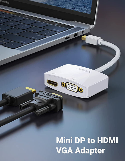 Load image into Gallery viewer, Mini Displayport to HDMI VGA Adapter, 4K Thunderbolt 2 Adapter 2 in 1 Mini DP Converter Compatible with Macbook Pro Air Imac Surface Pro1 2 3 4 6 Surface Laptop 2 Thinkpad X1, White
