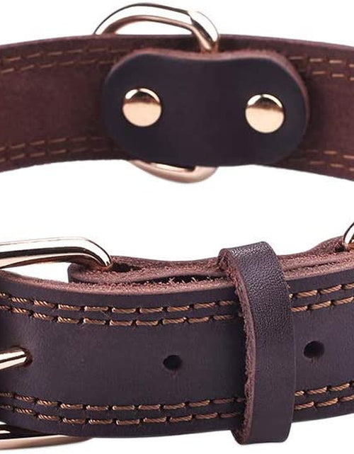 Load image into Gallery viewer, Leather Dog Collar, Genuine Heavy Duty Wide Dog Collar for Small,Medium,Large and Extra Large Dog (S: 0.8" Wide for 13.4"-15.8" Neck, Dual Stitch - Brown)
