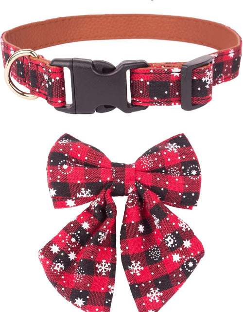 Load image into Gallery viewer, 2 Pack Christmas Dog Collar with Bow Tie, Classic Plaid Red Green Dog Collars with Removable Bowtie Christmas Collars for Large Dogs Pets (Large, Christmas Bow-2)
