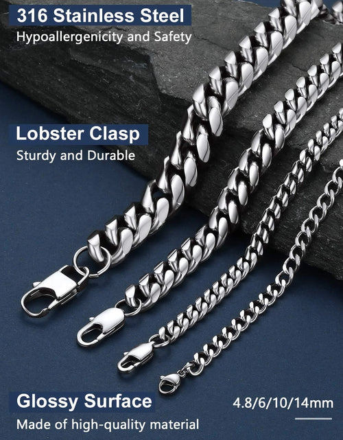 Load image into Gallery viewer, Curb Cuban Link Chain Necklaces for Men Jewelry 28Inch Stainless Steel Color Jewelry Gift for Dad Son
