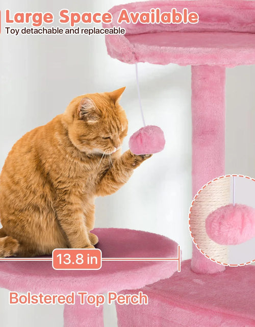 Load image into Gallery viewer, 54-In Double Condo Cat Tree Tower Playhouse with Scratching Post &amp; Perch for Indoor, Pink
